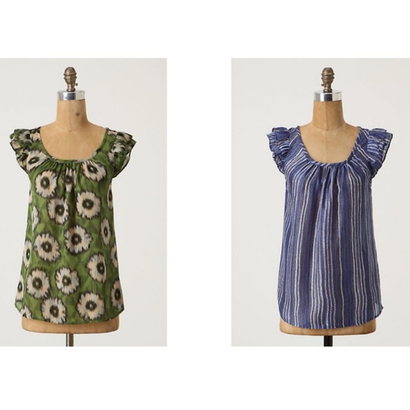 (Bundle) Anthropologie- Edme & Esyllte Sprining Seasons & Dot Stripe Blouse - Picture 1 of 11